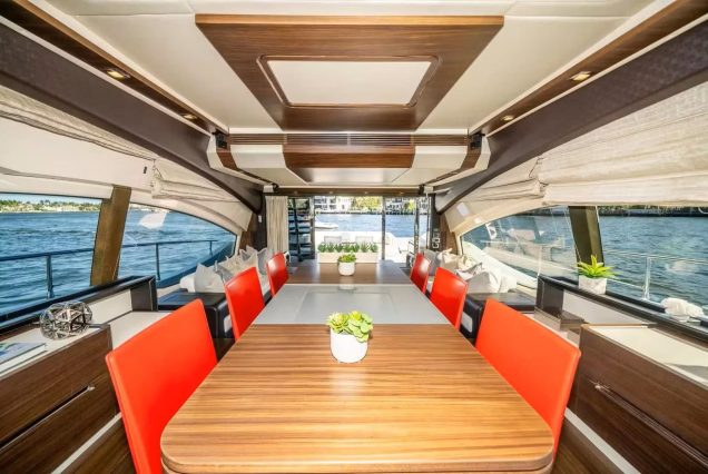 72ft Azimut Blackjack Miami refined dining area perfect for onboard meals and celebrations