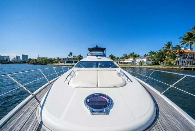 72ft Azimut Blackjack Miami spacious sunbed area perfect for relaxing under the sun