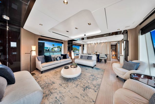 88ft Azimut Cloud9 Miami stylish lounge with table for entertainment and gatherings