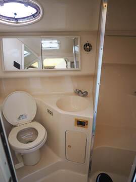 40ft Sea Ray Esplanade Miami clean and modern washroom with premium fittings