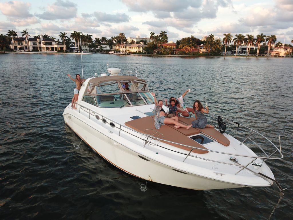 40ft Sea Ray Esplanade Miami spacious sunbed area perfect for relaxing under the sun