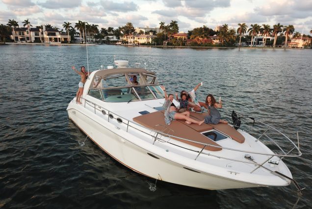 40ft Sea Ray Esplanade Miami spacious sunbed area perfect for relaxing under the sun