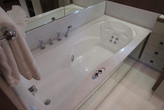 Luxury 105ft Leopard Miami luxury washroom with premium fittings and elegant styling