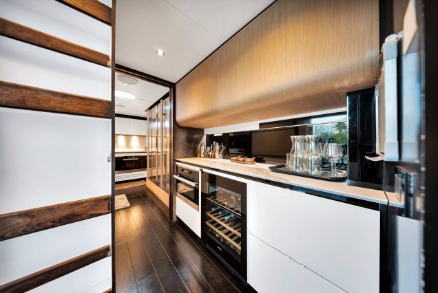 88ft Azimut Cloud9 Miami fully equipped galley with sleek modern finishes