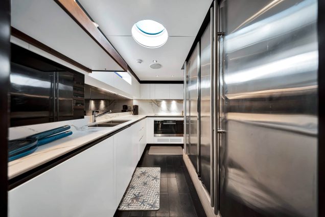 88ft Azimut Cloud9 Miami fully equipped galley with sleek modern finishes