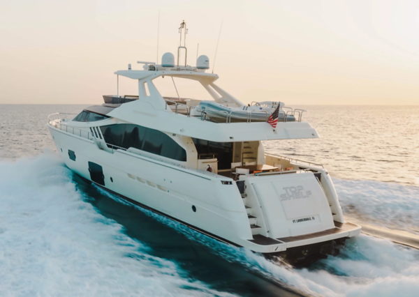 Top Shelf 87ft Ferretti Miami oversized swim platform with seamless water access