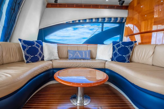 62ft Azimut Alana Rose Miami stylish lounge with table for entertainment and gatherings
