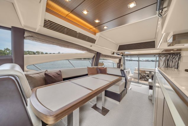 Luxury 64ft Deon Miami formal dining area perfect for private onboard experiences