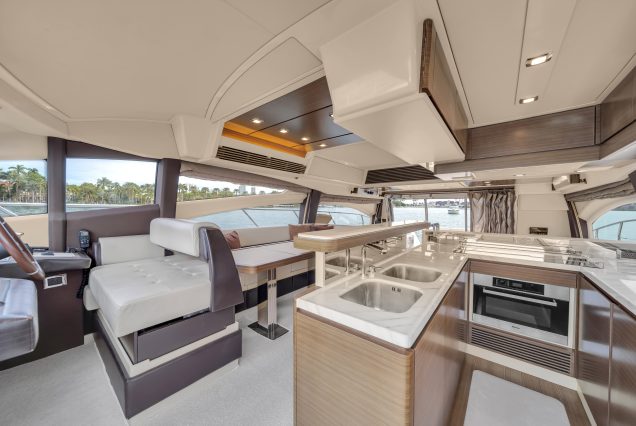 Luxury 64ft Deon Miami sophisticated indoor salon with plush seating and elegant décor