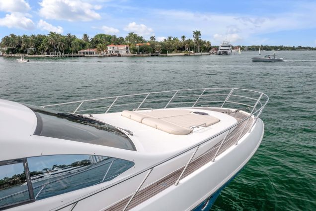 Luxury 64ft Deon Miami spacious sunbed area perfect for relaxing under the sun
