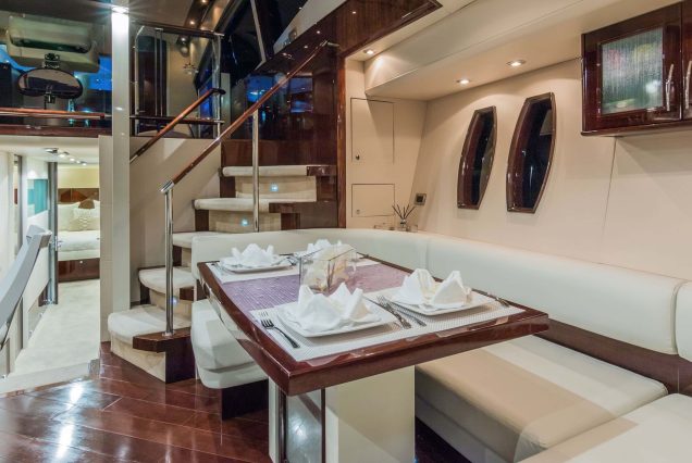 75ft Lazzara LSX Miami elegant dining area perfect for onboard meals and celebrations