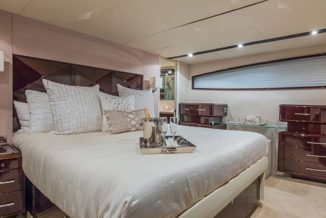 75ft Lazzara LSX Miami guest cabin with elegant interiors and premium sleeping comfort