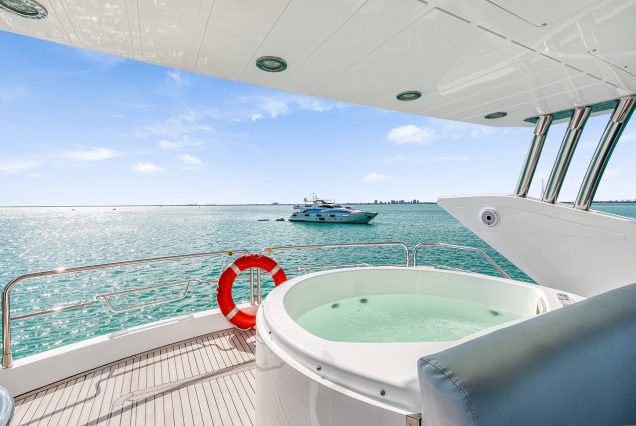 80ft Sunseeker Miami onboard jacuzzi for a luxurious spa-like experience at sea