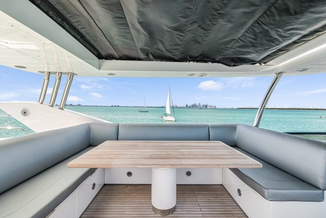 80ft Sunseeker Miami upper deck ideal for open-air cruising and relaxation