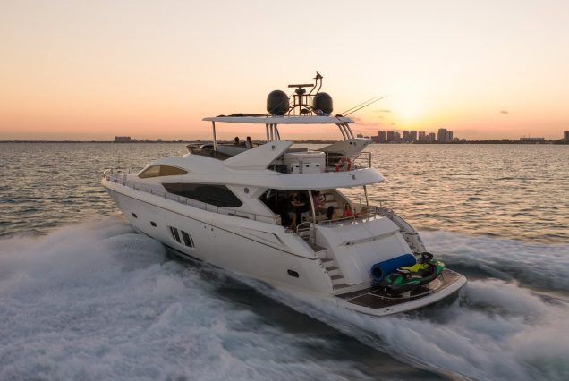80ft Sunseeker Miami oversized swim platform with seamless water access