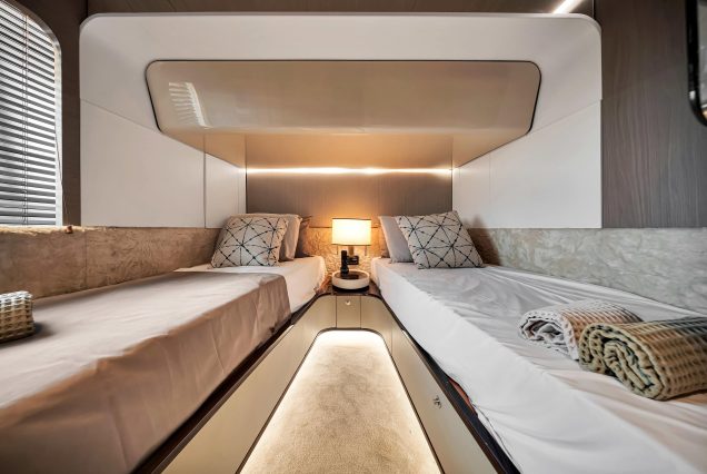 88ft Azimut Cloud9 Miami guest cabin with elegant interiors and premium sleeping comfort