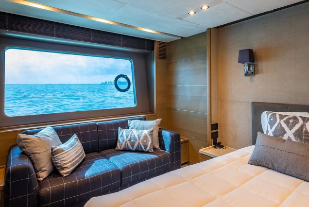 Freedom 88ft Princess Miami master suite with private bathroom and luxury finishes