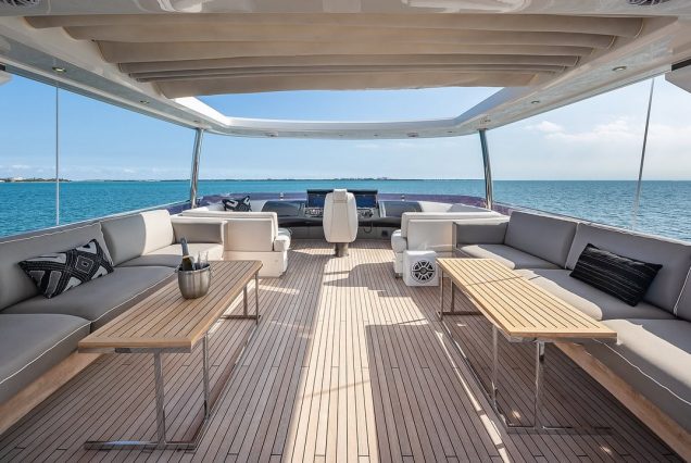 Freedom 88ft Princess Miami upper deck ideal for open-air cruising and relaxation