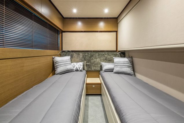 Freedom 88ft Princess Miami guest cabin with elegant interiors and premium sleeping comfort