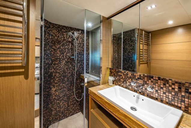 Freedom 88ft Princess Miami luxury washroom with premium fittings and finishes