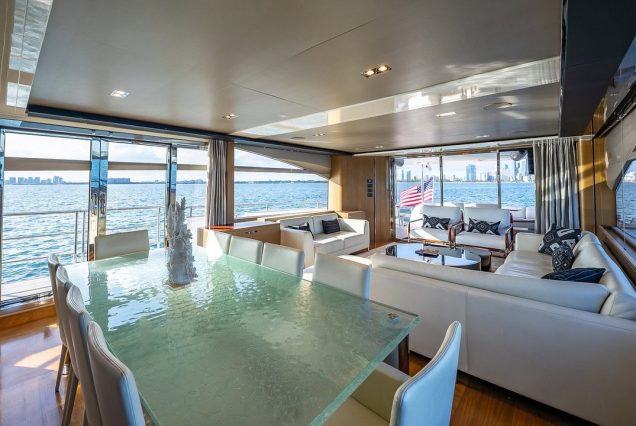 Freedom 88ft Princess Miami refined dining area perfect for onboard meals and celebrations