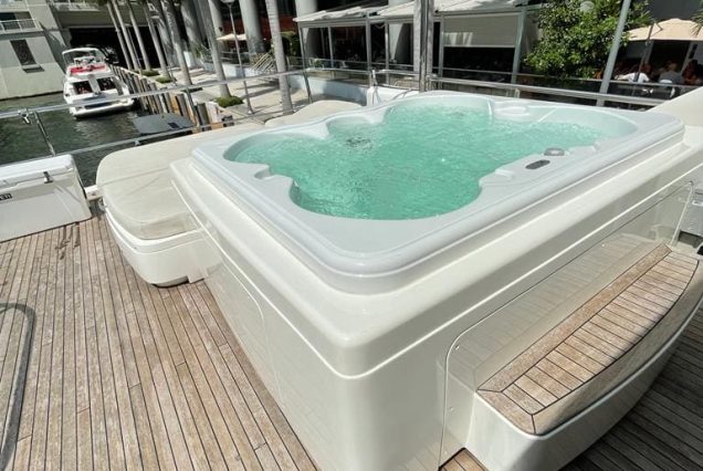 Freedom 88ft Princess Miami onboard jacuzzi for a luxurious spa-like experience at sea