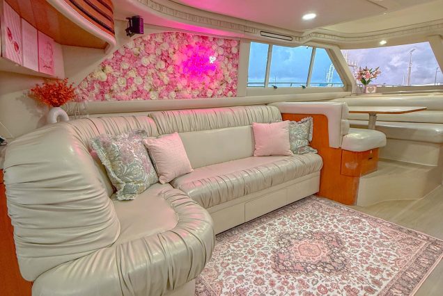 50ft Sea Ray Sedan Coast to Coast Miami stylish lounge with table for entertainment and social moments