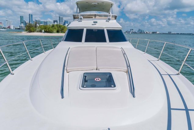50ft Sea Ray Sedan Coast to Coast Miami bow lounge area with stunning waterfront views