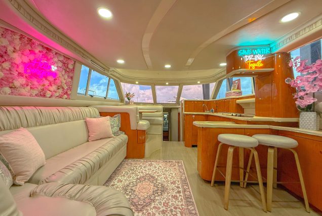 50ft Sea Ray Sedan Coast to Coast Miami stylish lounge with table for entertainment and social moments