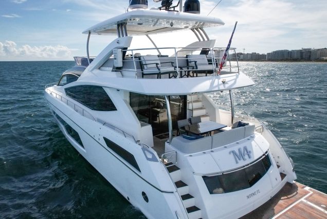 75ft Sunseeker M4 Predator Miami extended swim platform with seamless ocean access