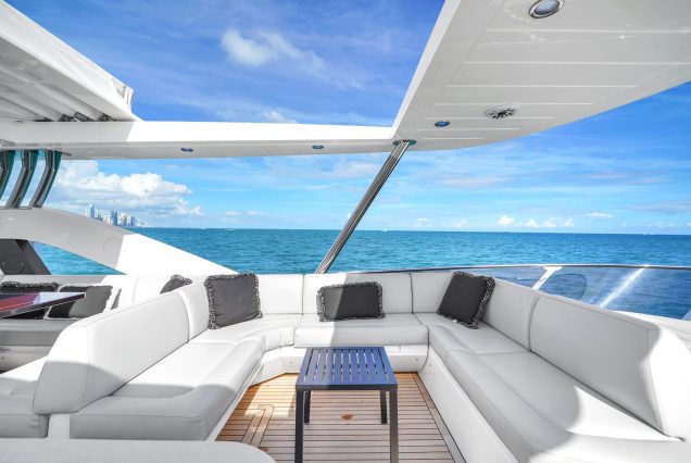 75ft Sunseeker M4 Predator Miami streamlined outdoor space with panoramic waterfront views