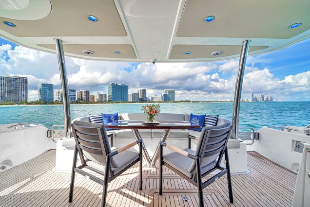 75ft Sunseeker M4 Predator Miami sleek boarding access with direct flow to upper deck