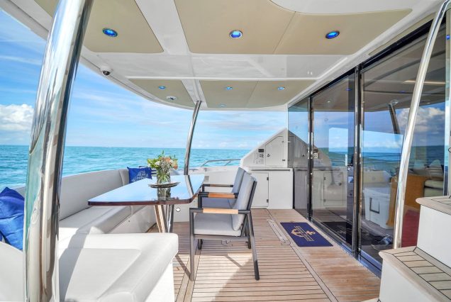 75ft Sunseeker M4 Predator Miami sleek boarding access with direct flow to upper deck