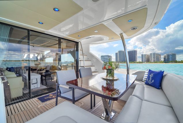75ft Sunseeker M4 Predator Miami sleek boarding access with direct flow to upper deck