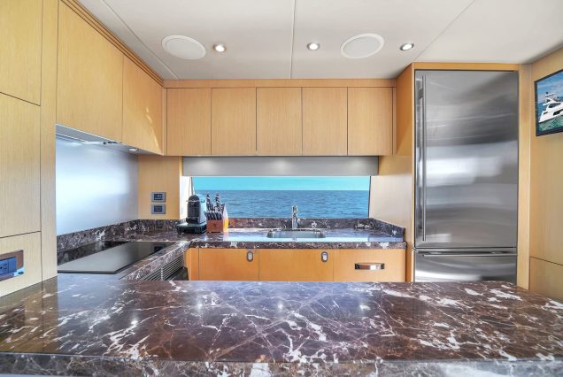 75ft Sunseeker M4 Predator Miami fully equipped galley with high-end finishes