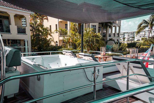 El-Patron 86ft Astondoa Miami onboard jacuzzi for a luxurious spa-like experience at sea