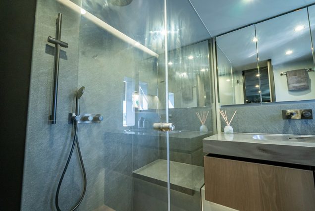 Sunreef 70ft ARCHIPIELAGO Miami premium washroom with luxury fittings and modern finishes