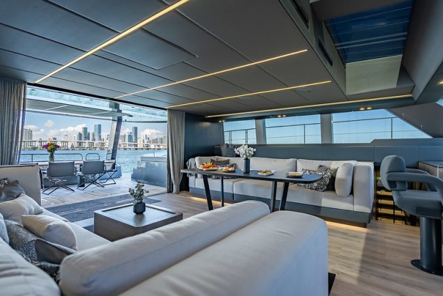 Sunreef 70ft ARCHIPIELAGO Miami formal dining area ideal for exclusive onboard experiences