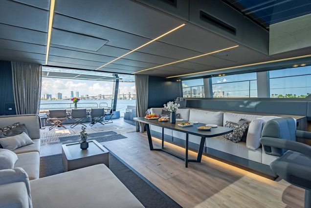 Sunreef 70ft ARCHIPIELAGO Miami formal dining area ideal for exclusive onboard experiences