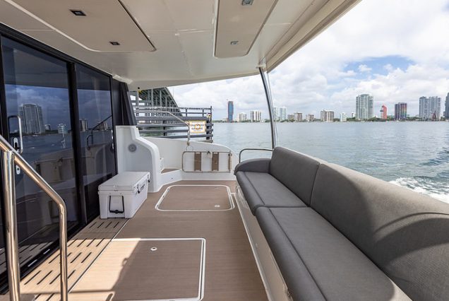 50ft Fountaine Happy Place Miami easy boarding access to spacious deck areas and seating area