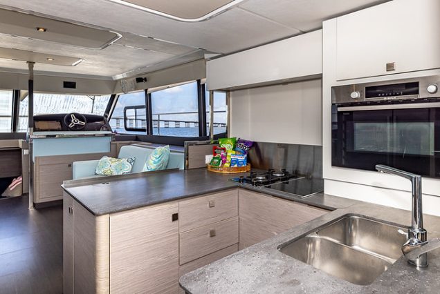 50ft Fountaine Happy Place Miami fully equipped galley with modern appliances