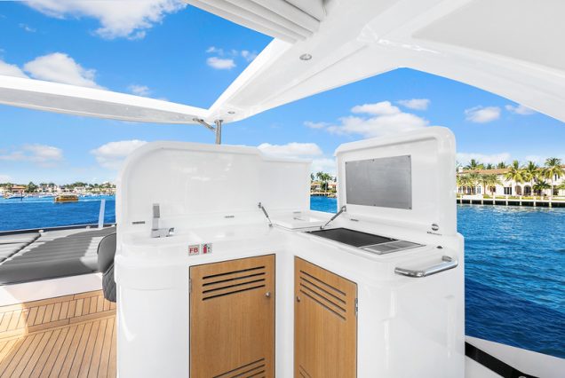 70ft SunSeeker Done Deal Miami flybridge setup with bbq machine onboard