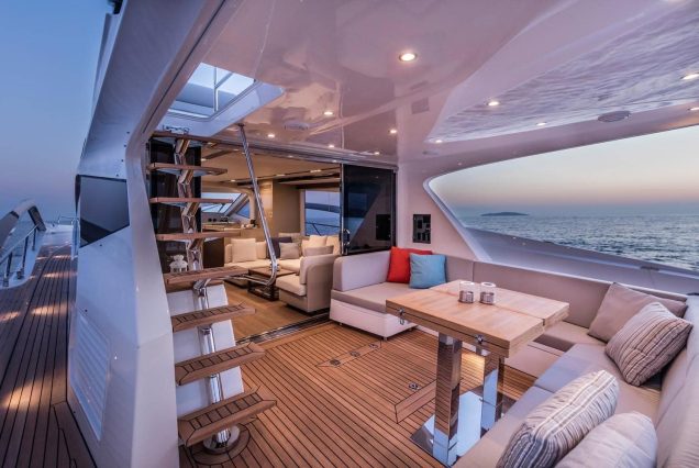 Modern 65ft Numarine Sebastian Miami smooth boarding access to all decks