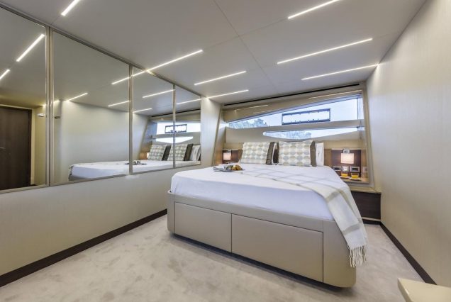 Modern 65ft Numarine Sebastian Miami spacious master bedroom crafted for comfort and privacy