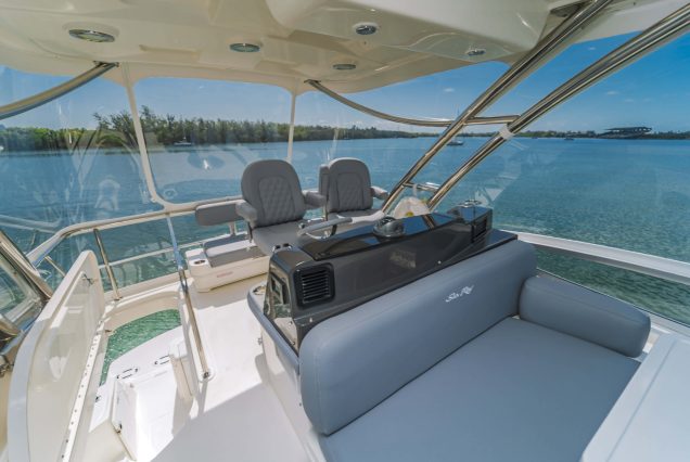 52ft Sea Ray Bridge Miami open flybridge lounge perfect for entertaining and social cruising