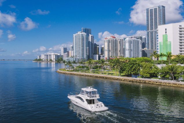 52ft Sea Ray Bridge Miami swim platform with seamless water access