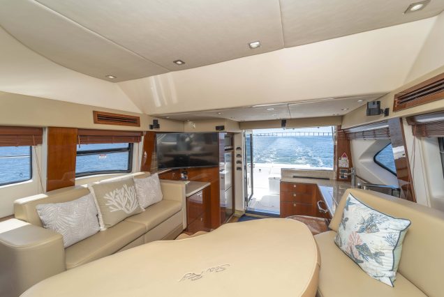 52ft Sea Ray Bridge Miami formal dining area perfect for onboard meals and celebrations