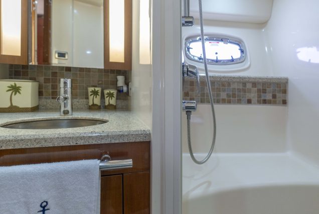 52ft Sea Ray Bridge Miami clean and modern washroom with premium fittings