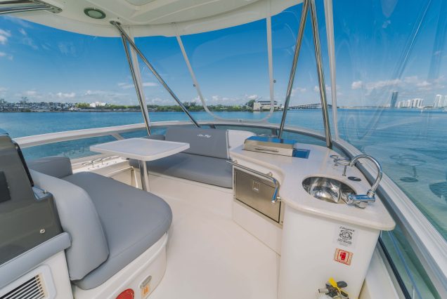 52ft Sea Ray Bridge Miami open flybridge lounge perfect for entertaining and social cruising