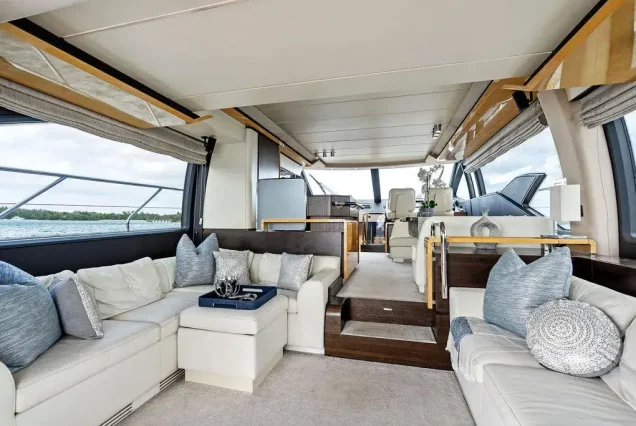70ft Azimut Le Grand Bleu Miami sophisticated indoor salon with plush seating and elegant décor